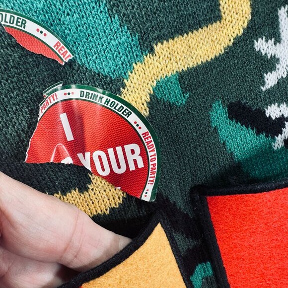 Ugly Christmas Sweater Mens M Drink Holder Knit Pullover Novelty - Picture 8 of 8